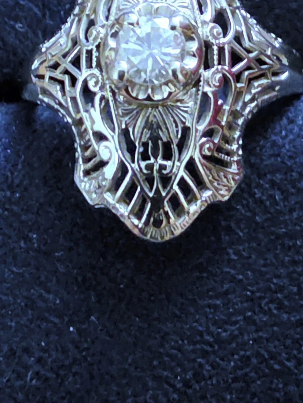 14k Diamond Filigree White Gold Ring (Vintage)